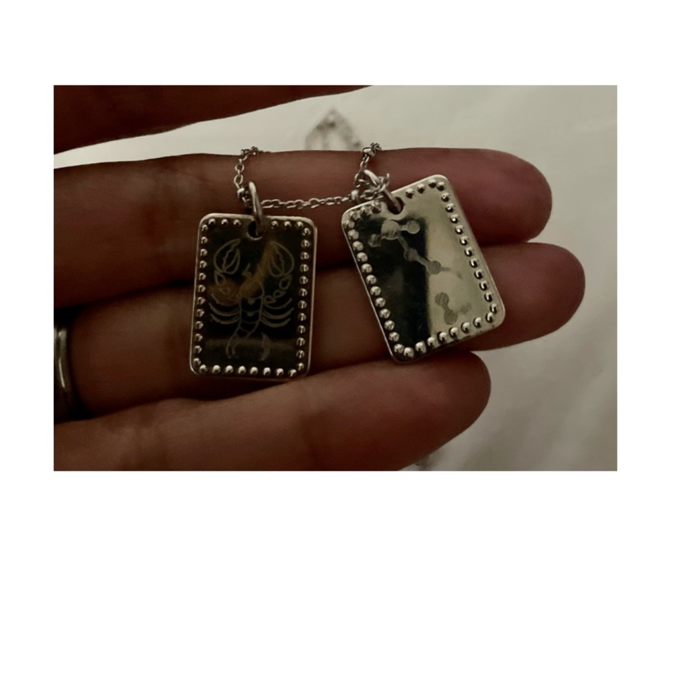 SALE🎈NEW! SUPER CUTE NECKLACE WITH TWO SMALL DOG TAGS WITH SCORPIO SYMBOLS ♏️! - Picture 5 of 5